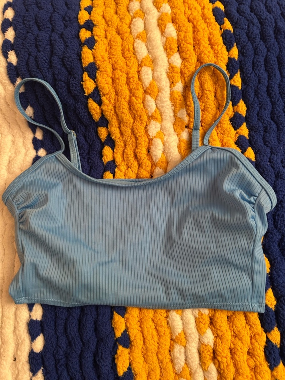 Light Blue Ribbed Cami Crop Top